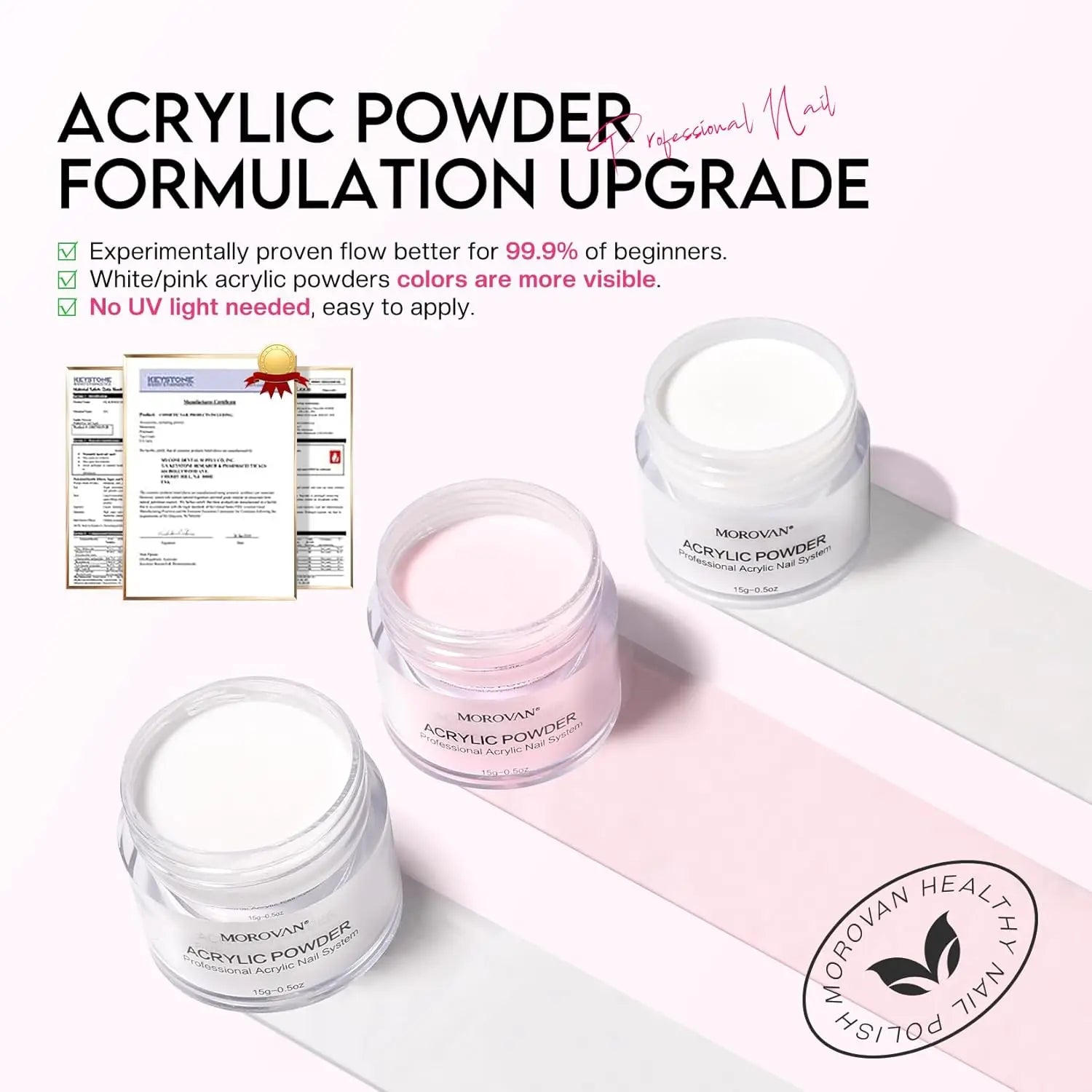 Morovan Nail Set: Beginner Professional Nail Set with Diamond Powder Nail Art, Suitable for Beginners Acrylic Nail Set