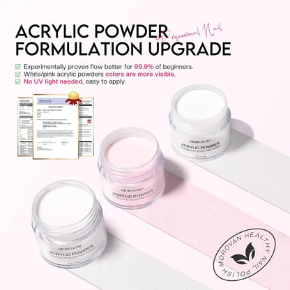 Morovan Nail Set: Beginner Professional Nail Set with Diamond Powder Nail Art, Suitable for Beginners Acrylic Nail Set