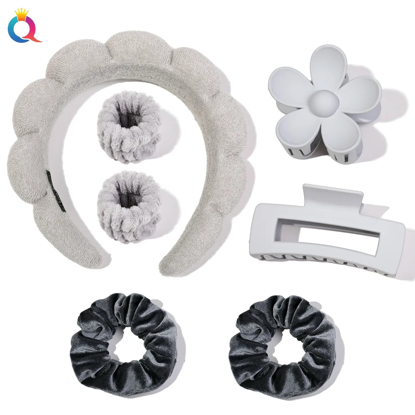 Wash Face Headbands For Women Puffy Sponge Hair Bands Cuff Waterproof Bands Absorbent Wristbands Girls Hair Accessories Set Badiee Stylez