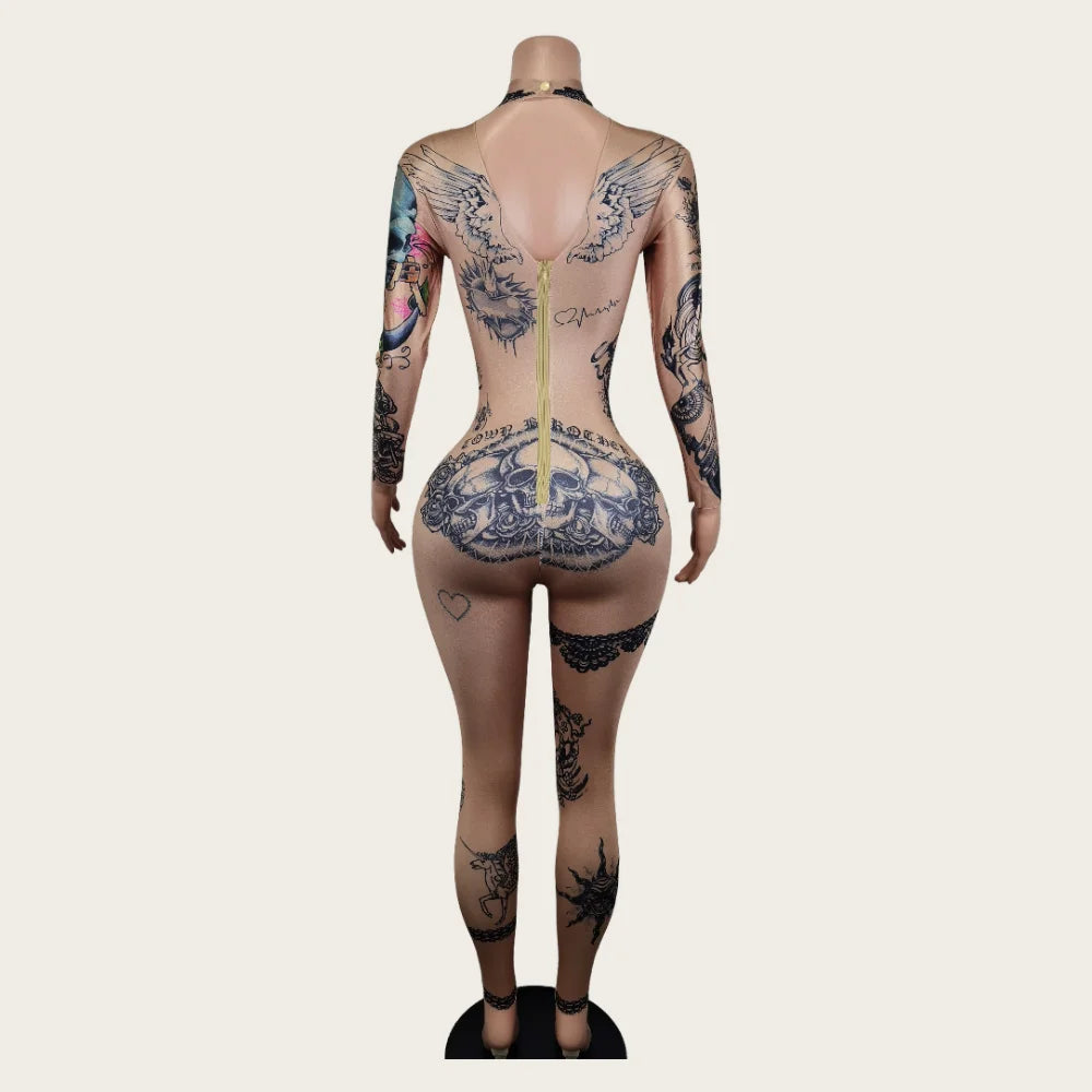 Fashion Women Nude Costume Naked Sexy Jumpsuit Nightclub Party Prom Club Bodysuit Stage Wear Dancer Singer Performance Clothing Badiee Stylez