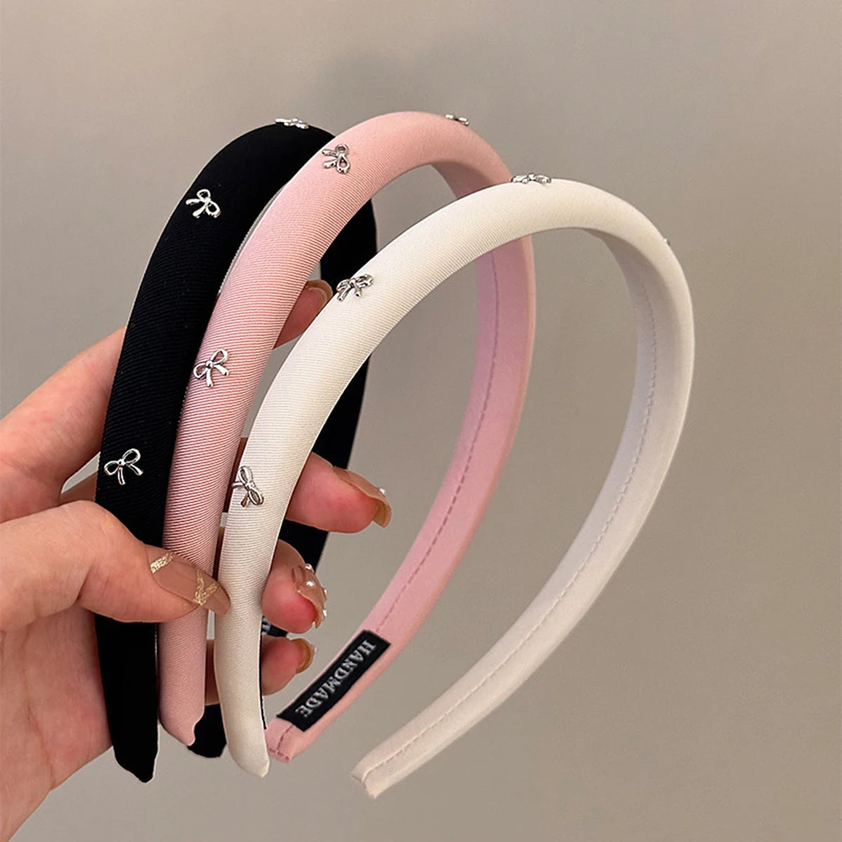 1pc/3pcs butterfly tie headband simple solid color fabric sponge head buckle headband accessory MULTI