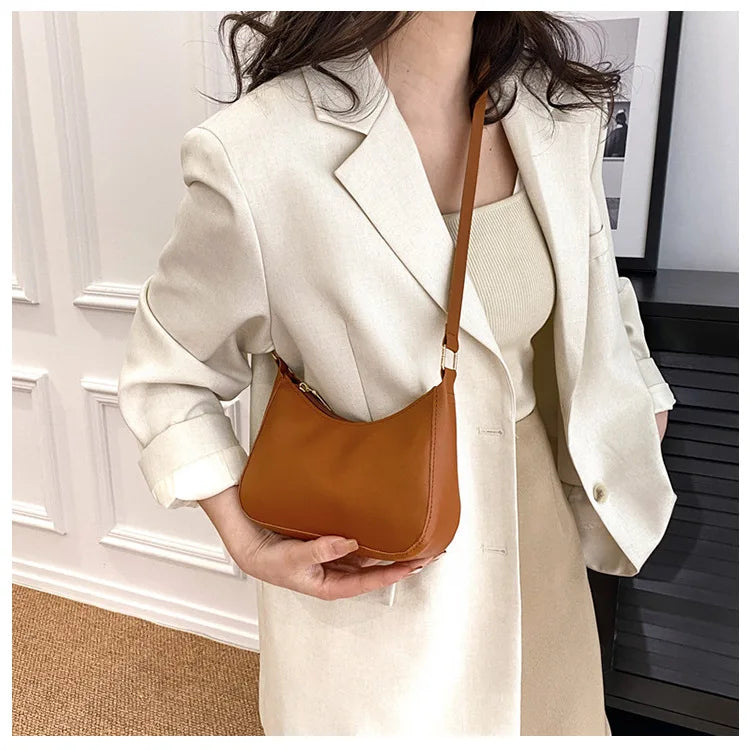 Mini Fashion Female Underarm Shopping Bag Retro Casual Women Totes Shoulder Bags Female Leather Solid Color Handbag for Women