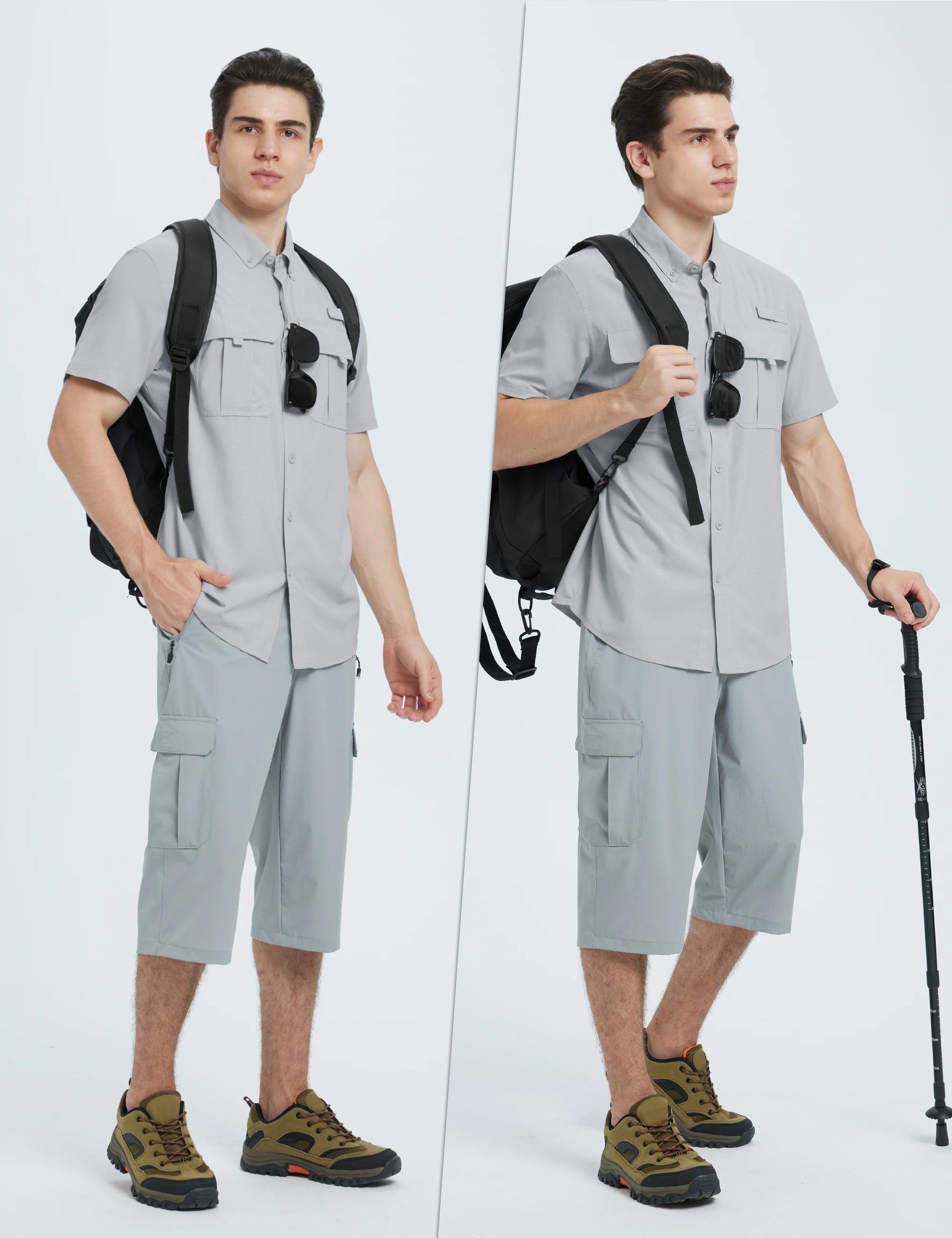 TACVASEN UV Block Fishing Shirts Mens Lightweight Quick Dry Short Sleeve Shirt Breathable Outdoor Hiking Shirt Fishing Shirts