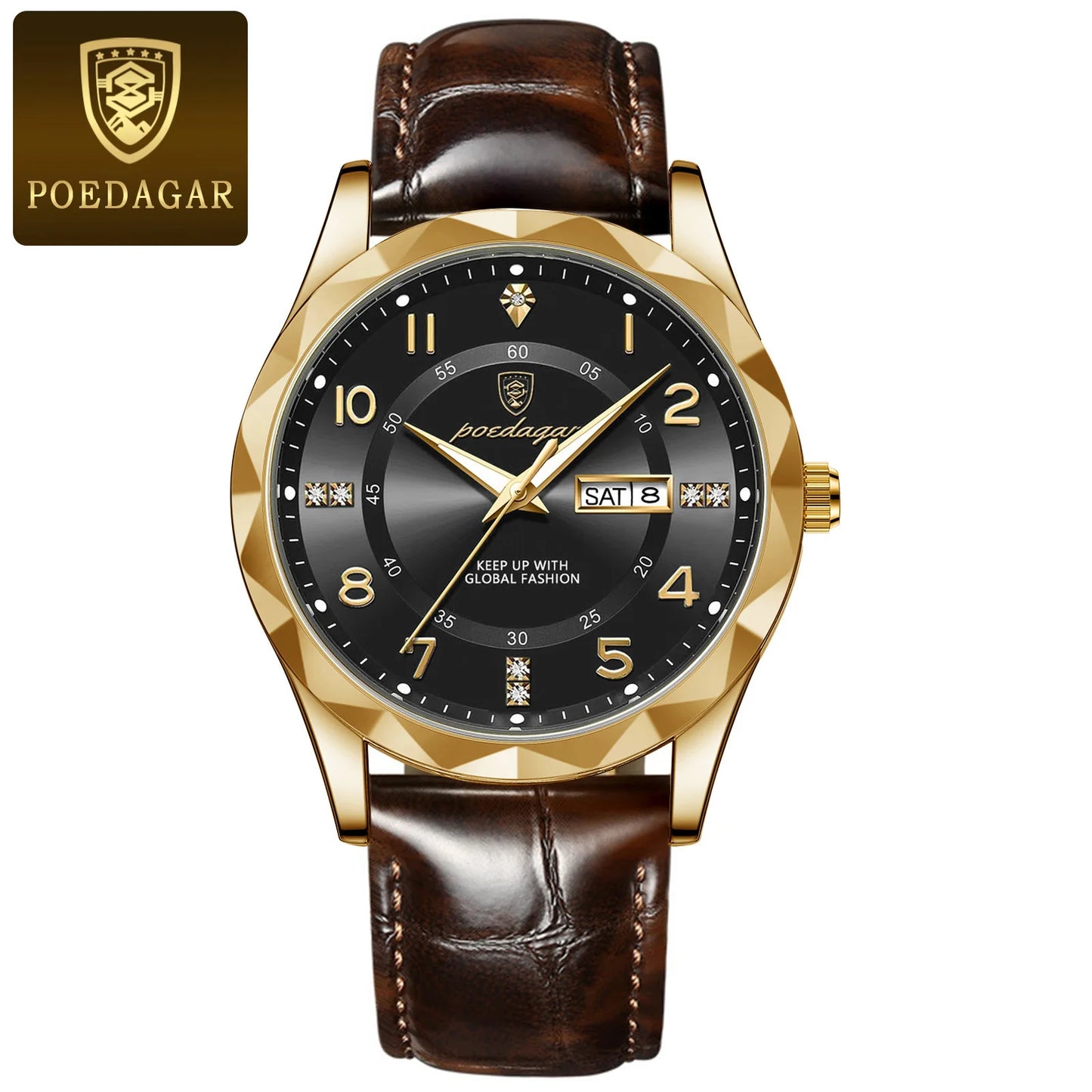 POEDAGAR Luxury High Quality Watches for Men Sport Quartz Leather Man Watch Waterproof Luminous Date Week Men's Watch Male Reloj - Badiee Stylez