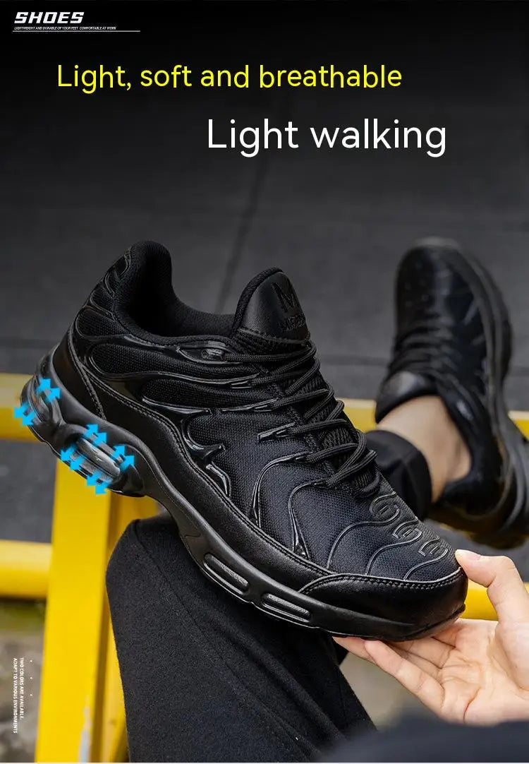 Sport Air Cushion Reflective Work Safety Boots Anti-smash Fashion Safety Shoes Steel Toe Sneaker Man Puncture Proof Work Shoes - Badiee Stylez