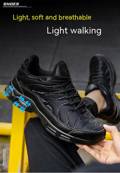 Sport Air Cushion Reflective Work Safety Boots Anti-smash Fashion Safety Shoes Steel Toe Sneaker Man Puncture Proof Work Shoes - Badiee Stylez