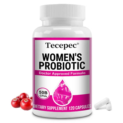 Women's Probiotic 50 Billion CFU, Cranberry Extract, Supports Digestion and Vaginal Health, Urinary Health, 120 Capsules