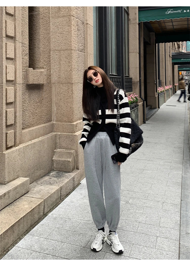 AOSSVIAO Knitted Casual Cardigan 2025 Autumn Winter Elegance Solid Color V-neck Sweater Unique and Niche Slim Fit Tops Badiee Stylez