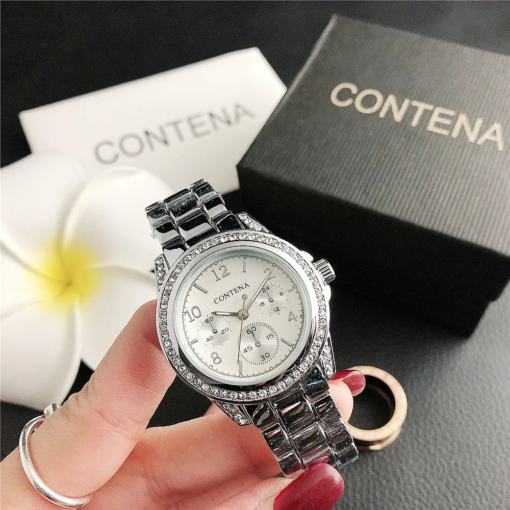 Fashion Diamond Women's Watch Luxury Stainless Steel Ladies Quartz Wristwatch Clock Elegant Dress Female Clock relogio feminino
