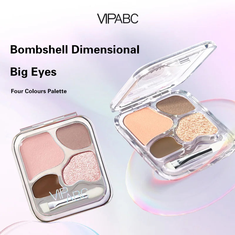 4Color Glitte Eyeshadow Palette Blush Eyeliner Eyeshadow Highlight Contour Palette Eyes Makeup Cute Beauty Cosmetics