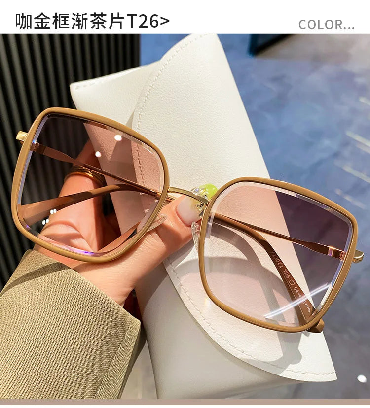 Fashion Square Sunglasses Women New Retro Decoration Glasses Men Leopard Blue Sun Glasses Gradient Shades UV400 Eyewear