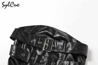 Sylcue Classic Retro Matte Black Mysterious Sexy All-Match Personality Fashionable Summer Travel Cool Women Belt Chest Wrap Vest