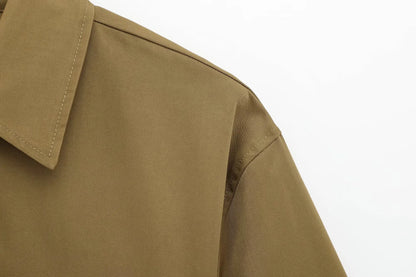 TFMLN Spring Summer New 2pcs Sets 2025 Women Solid Color Short Sleeve Shirts Pockets Tops Casual Shorts Sets