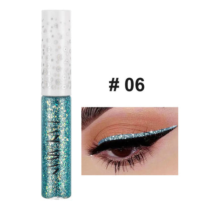 12 Colors Shiny Eye Liners Cosmetics For Women Pigment Silver Rose Gold Color Glitter Liquid Eyeliner Metallic Colorful Makeup 06