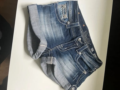 Trendy fashion letter embroidery pattern oversized jeans women's Y2K high street retro loose multi pocket high waist shorts