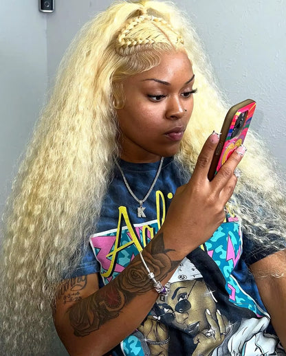 613 Blonde HD Lace Frontal Wig 13x4 13×6 Deep Wave Lace Front Human Hair Wig Colored Curly Wigs Water Wave Wigs For Women ﻿ ﻿ Badiee Stylez