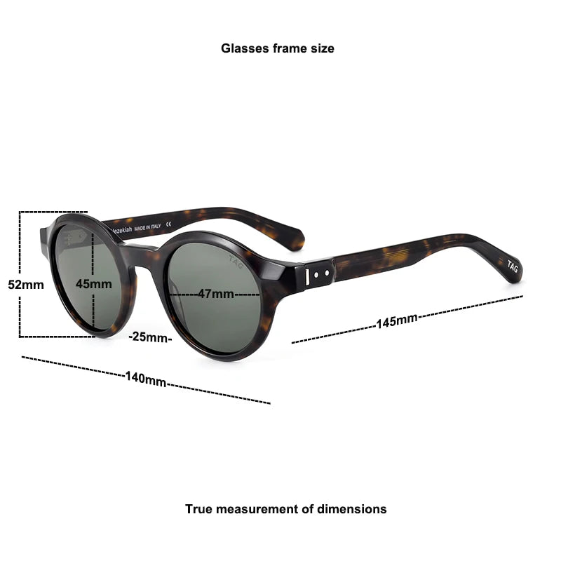 TAG Hezekiah luxury Brand vintage Polarized Sunglasses Men Women Retro round Driving Sun glasses Fashion UV400 acetate Sunglass