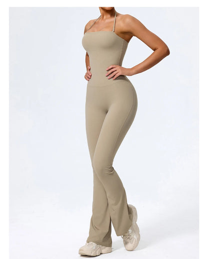 Fashionable Peach-Shaped Hip-Lifting And Neck-Hanging Yoga Jumpsuit For Women Casual And Slightly Flared Fitness Yoga Wear Badiee Stylez