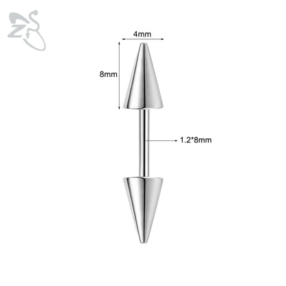 ZS 1 PC 16G Stainelss Steel Eyebrow Ring For Men Women Long Spike Curved Nose Bridge Piercing 3 Colors Cone Lip Labret Piercings Style 1 8X4X8MM