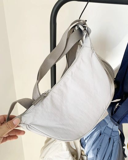 Casual Nylon Hobos Shoulder Bags for Women Lightweight Portable Ladies Crossbody Bag Simple Solid Color Female Handbags Purse