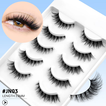 GROINNEYA Cat Eye Lashes Natural Fluffy False Lashes With Winged Ends For Extended Natural Look Soft Clear Stem Lashes Makeup JN03