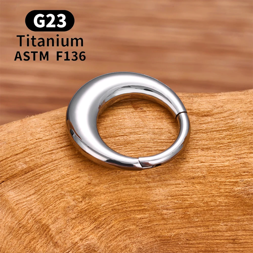 ASTM F136 Titanium 16G Moon Septum Hoop Ring Anodizing Hinged Segment Nose Clicker Tragus Helix Daith Earring Piercing Jewelry