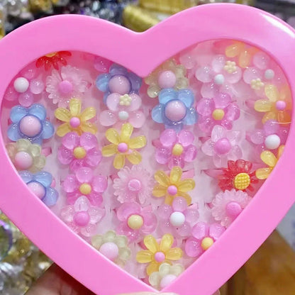 10pcs/lot Children's Cartoon Rings Candy Flower Animal Bow Shape Ring Set Mix Finger Jewellery Rings Kid Girls Toys Anillo 58
