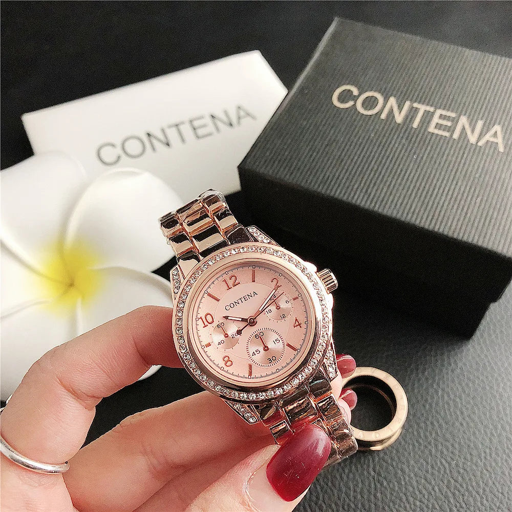 Fashion Diamond Women's Watch Luxury Stainless Steel Ladies Quartz Wristwatch Clock Elegant Dress Female Clock relogio feminino