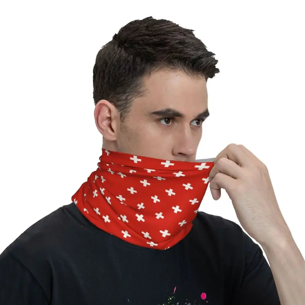 Swiss Switzerland Flag Winter Headband Neck Warmer Men Women Ski Hunting Tube Scarf Face Bandana Gaiter