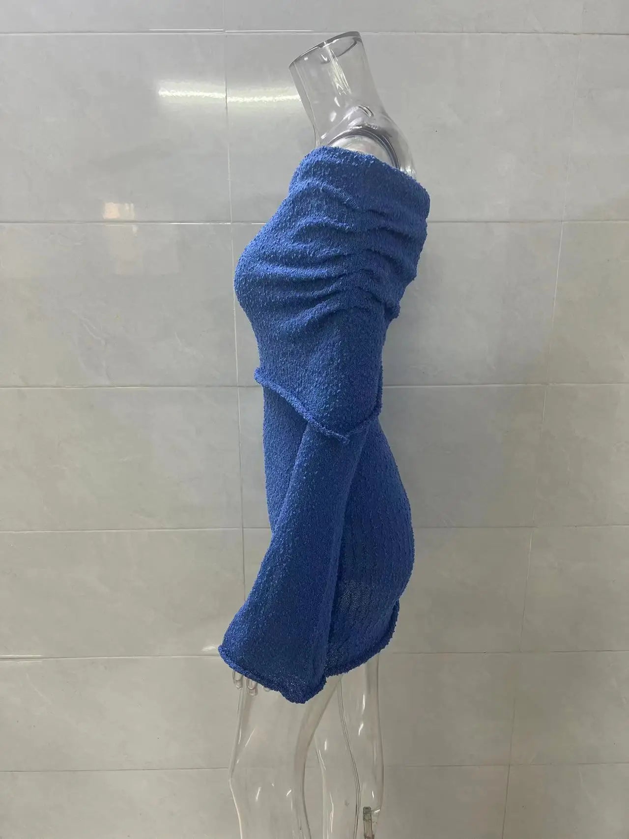 Leosoxs Slash Neck Knitted Dress Women Thin Autumn Long Sleeve Elegant Vacation Beach Party Midnight Clubwear Mini Bodycon