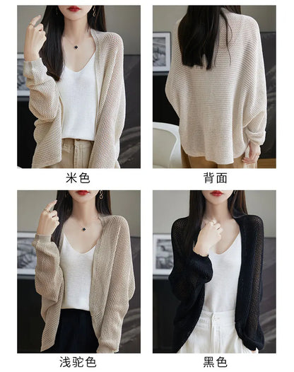 2025 New Hollow Out Loose Knit Cardigan Women Openwork Linen Shawl Summer Kimono Style Unique Cape Shawl Sweater Shrug Top