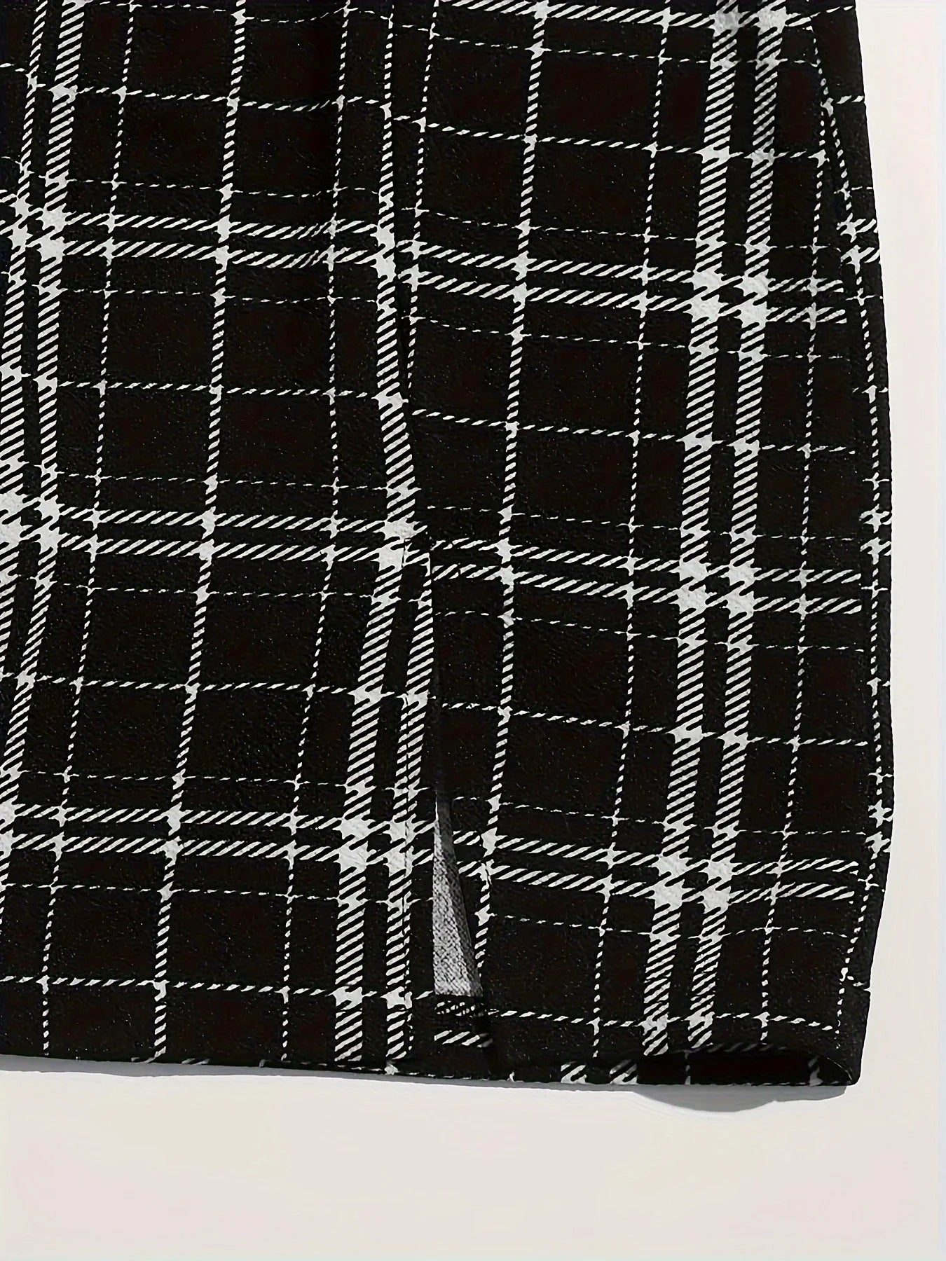 Casual Colorblock Two-piece Skirt Set Ribbed Crew Neck Long Sleeve Top & Plaid Skirts Women's Clothing Badiee Stylez