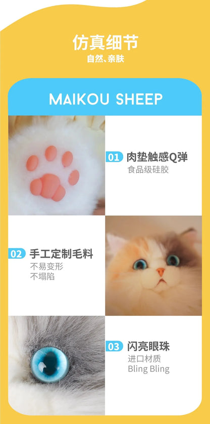 Super Realistic Three Flower Cat Backpack Pure Handmade Cute Cat Plush Doll Shopping Bag Travel Storage Makeup Bag Birthday Gift