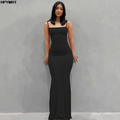 Satin Slip Sleeveless Backless Slim Sexy Maxi Dress 2022 Spring Women Party Y2K Concise Bodycon Elegant Dresses Female Clothing black