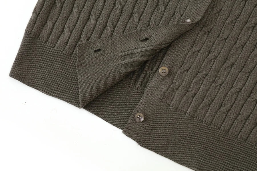 AS AW25 new design knitting cable cardigan + ribbing mockneck dress maxi length match for lady wear