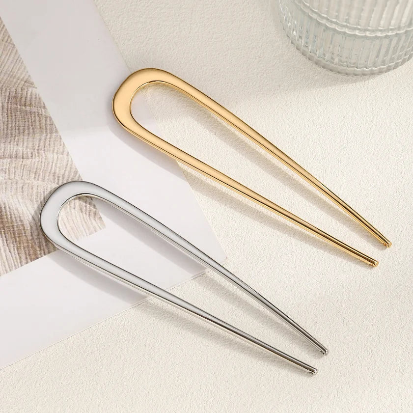 2Pcs French Pins Hair Pins 5.5 Inch Metal U-Shaped Hair Clip Hair Vintage French Twist Hair Pin for Women Girls Hairstyle Gifts Badiee Stylez