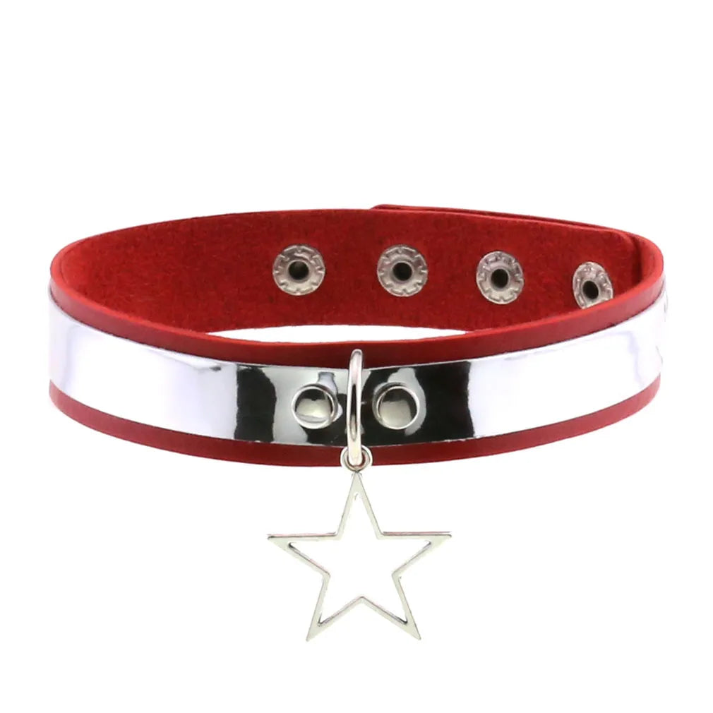 Punk Red Choker Necklace PU Leather Sexy Spiked Neck Strap Clavicle Collar Men Necklaces Hollween Women Y2K Jeweley Gift