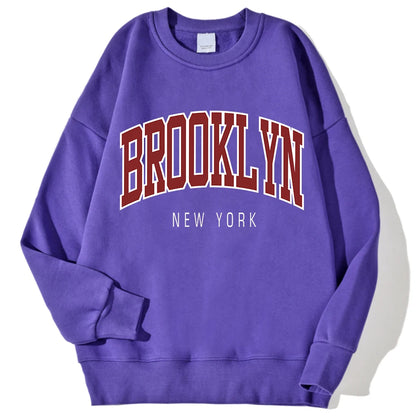 Brooklyn New Work Printed Hoodies Women Cotton Colorful Clothes Basic Trend Hooded Tops Be Durable Harajuku Hoodie Womens Purple