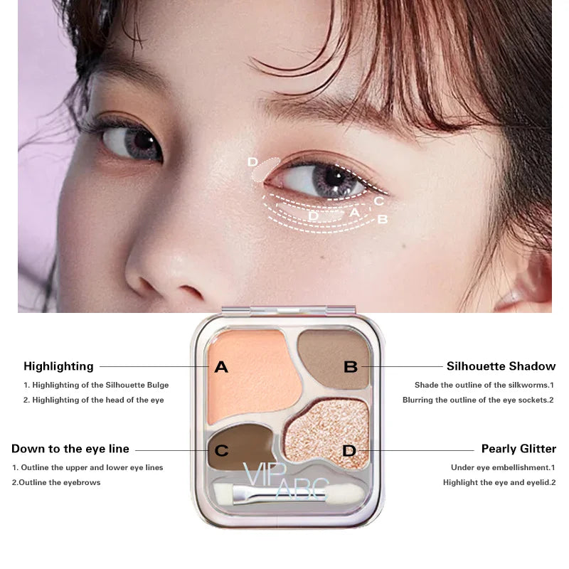 4Color Glitte Eyeshadow Palette Blush Eyeliner Eyeshadow Highlight Contour Palette Eyes Makeup Cute Beauty Cosmetics