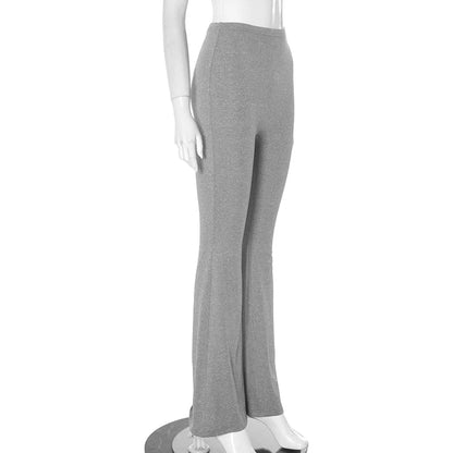 CUTENOVA Women's Slim Solid color Micro Flare Casual Pants basic Fashion Sexy Sports Jogging Trousers Chic Floor Length Bottoms