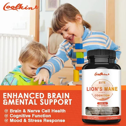 Organic Lion's Mane Capsules - Contains Lion's Mane Mushroom, Chaga, Reishi Mushroom for Focus and Cognitive Support