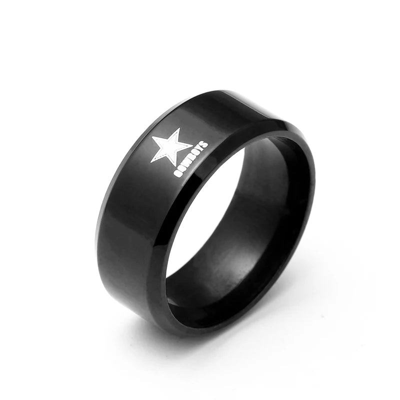 MOREDEAR 8mm Black Titanium Ring Dallas Cowboys For Men and Women