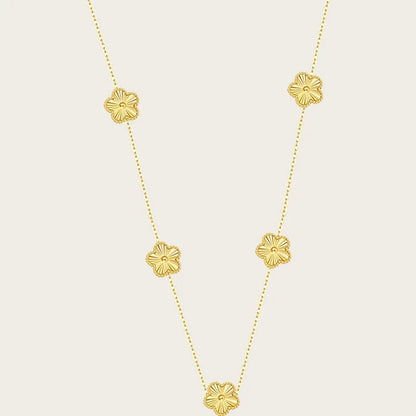 Stainless Steel Sets Earrings Necklace Bracelet Christmas Birthday Gifts Gold Plated Women's Double Sided Flower Elegant Fashion