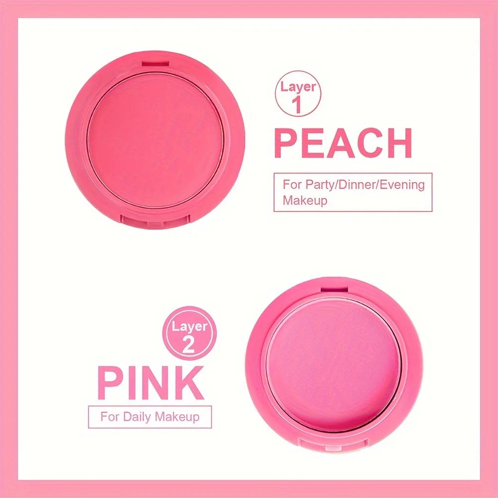 Multi-layer 5 Colors Blusher Compact Powder Makeup - Facial Base Foundation Pressed Powder Cheek Cosmetics with Brush
