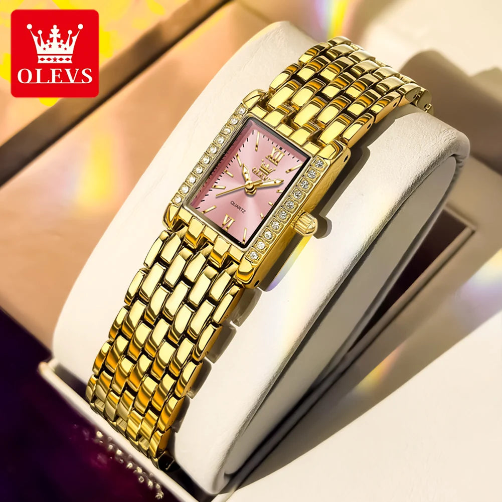 OLEVS 3700 Elegant Original Women Watches Quartz Watch Diamond Watch For Woman Square Watch Ladies Gifts New Reloj Mujer