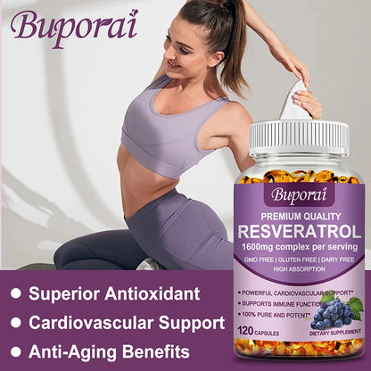 Resveratrol Capsules - Anti-aging, Antioxidant, Skin Support, Cardiovascular Health