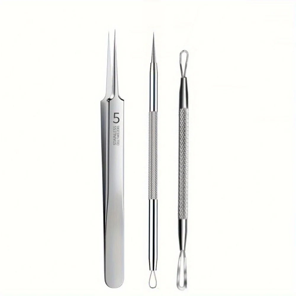 Extra Fine Cellular Acne Blackhead Tweezers - Facial Beauty Remove Acne Needle Tools for Skin Care,Blemish and Whitehead Removal 3pcs
