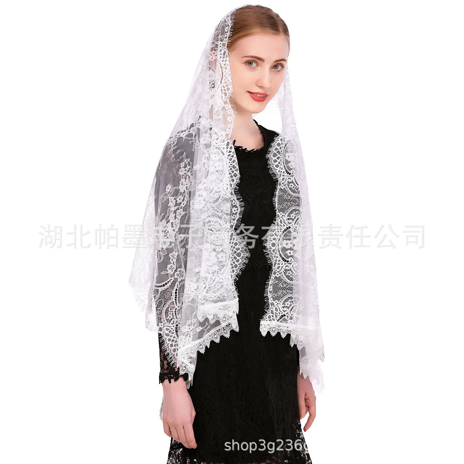 Mantilla Veil Long Length Lace Breathable Lightweight Soft for Wedding Church Ceremony Muslim Wedding Compatible with Wedding