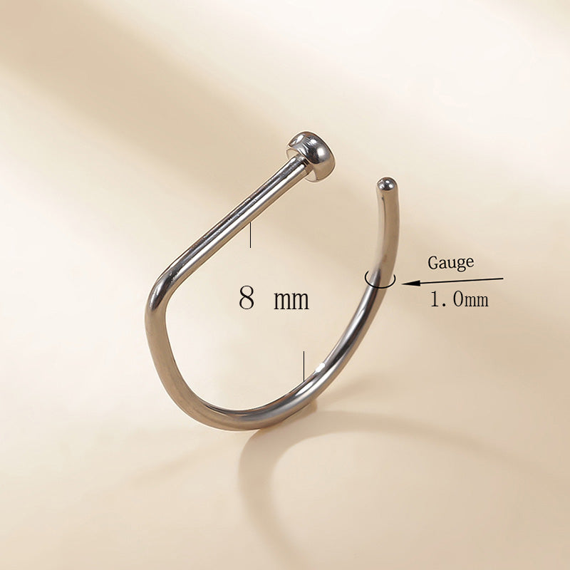 ASTM F136 Titanium PIERC D Shape Nose Ring Nostril Piercing Hoop Septum Rings Bar Pin Nose Lip Studs Body Jewelry Wholesale Badiee Stylez