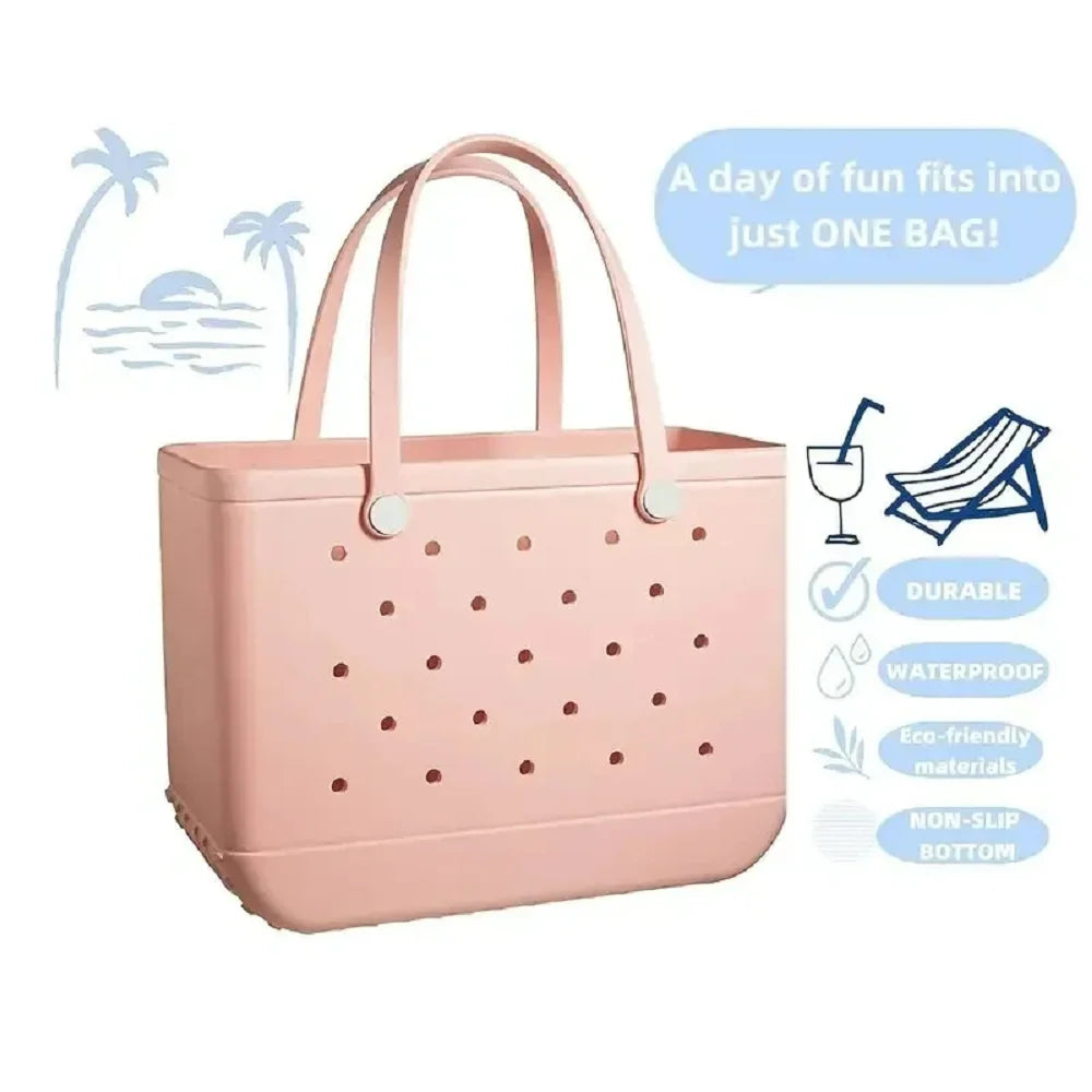 XL Eva Beach Boggs Bag Waterproof Extra Large Tote Bag Beach Basket Women Picnic Handbag 48cm XL Tote Bag Rubber shopping Bags